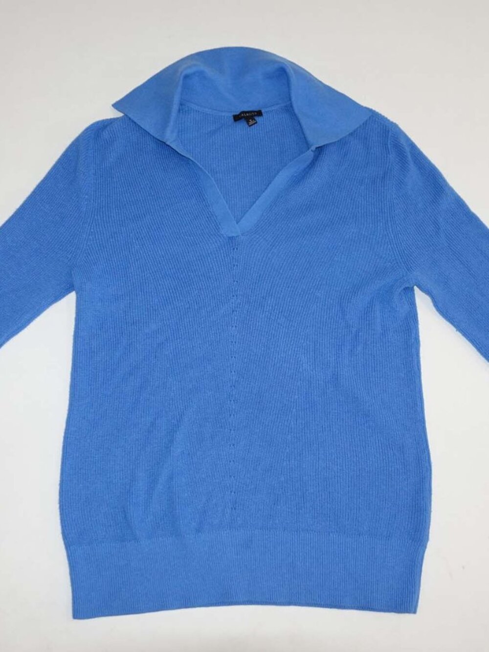 Talbots Women's V-Neck Sweater Medium Blue Cotton Blend Pullover Long Sleeves M